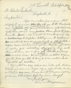 Letter from Benjamin Smith Lyman to Charles Laubach