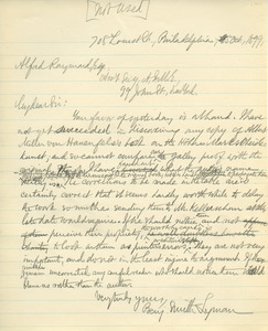 Letter from Benjamin Smith Lyman to Alfred Raymond