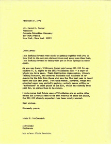 Letter from Mark H. McCormack to David R. Foster