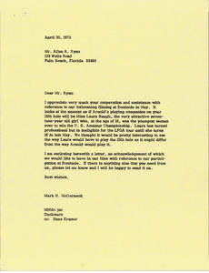Letter from Mark H. McCormack to Allan A. Ryan