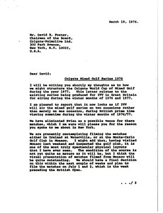 Letter from Mark H. McCormack to David R. Foster