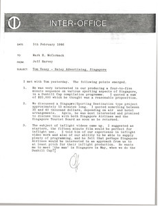 Memorandum from Jeff Harvey to Mark H. McCormack