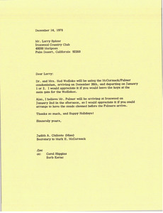 Letter from Judith A. Chilcote to Larry Spicer