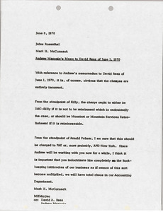 Memorandum from Mark H. McCormack to Jules Rosenthal