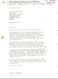 Letter from Mark H. McCormack to I. D. Peacock