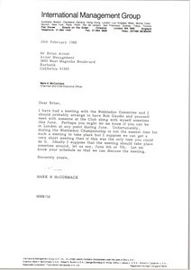 Letter from Mark H. McCormack to Brian Avnet