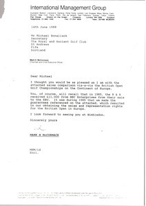 Letter from Mark H. McCormack to Michael Bonallack