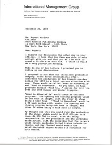 Letter from Mark H. McCormack to Rupert Murdoch