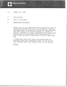 Memorandum from Mark H. McCormack to Mike Healey