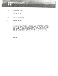 Memorandum from Mark H. McCormack to Bill Sinrich