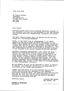 Letter from Michael Bonallack to Dennis Swanson
