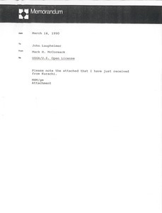 Memorandum from Mark H. McCormack to John Laupheimer