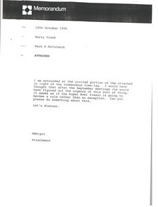 Memorandum from Mark H. McCoramck to Barry Frank