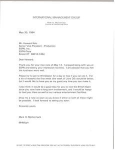 Letter from Mark H. McCormack to Howard Katz