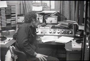 Informal portrait of Richard Safft in radio broadcast studio