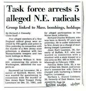 Task force arrests 5 alleged N.E. radicals