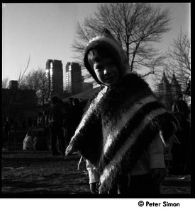 Child in a serape, Central Park, New York City