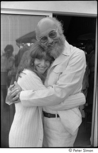 Ram Dass and dad at mum's: Ronni Simon and Ram Dass embracing