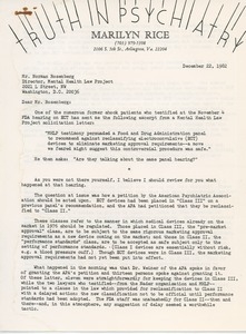 Letter from Marilyn Rice to Norman S. Rosenberg