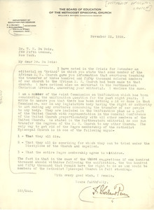 Letter from Methodist Episcopal Church to W. E. B. Du Bois