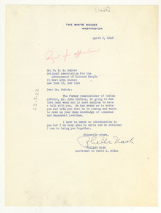 Letter from Philleo Nash to W. E. B. Du Bois