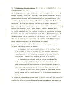 Plans for the Continental Cultural Congress conference, 1953