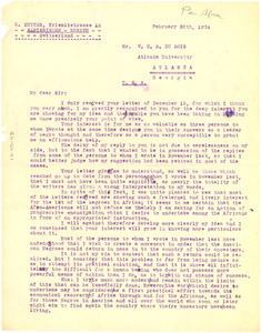 Letter from C. Sutter to W. E. B. Du Bois