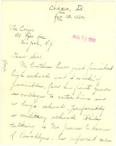 Letter from P. Melba Dixon to the editor of the Crisis