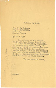 Letter from W. E. B. Du Bois to R. M. R Nelson
