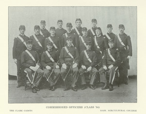 Clark Cadets, seventeen commissioned officers from the class of 1894 in uniform