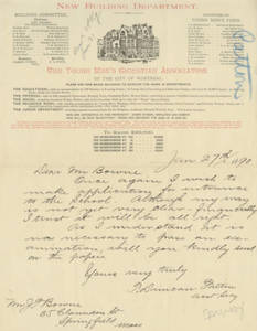 Letter from Thomas D. Patton to Jacob T. Bowne (Jan 27, 1890)