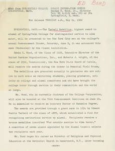 Press Release on Tarbell Medallion recipients (May 24, 1962