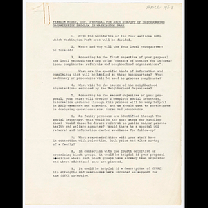 Proposal by Freedom House, Inc. for Action for Boston Community Development (ABCD) support of neighborhood organization program in Washington Park