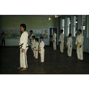 Men and boys in a martial arts class