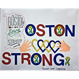 "Boston Strong" poster at Copley Square Memorial (Plymouth South Cosmetology)