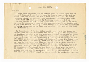 Letter from Paxton Hibben to Ann Craton, August 15, 1927