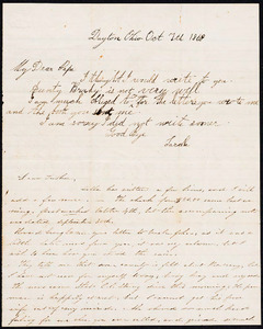 Letter from Augusta Bruen and Sarah "Sella" Bruen, Dayton, OH to Luther Bruen, 1863 October 7