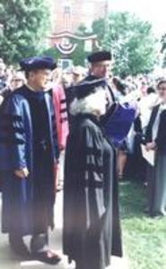 Grace Paley in the Williams College Commencement parade, 1997