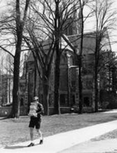 Returning books to Stetson Library