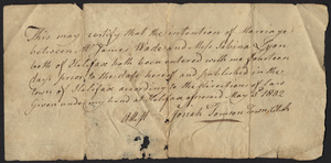 Marriage Intention of James Wade and Sabina Lyon, 1802