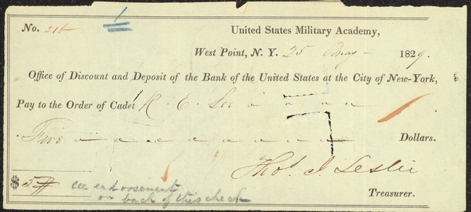 West Point paycheck, 1829 May 25