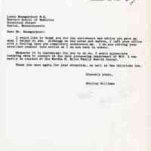 Letter from Shirley Williams to Leona Baumgartner, M.D.