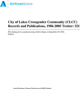 City of Lakes Crossgender Community (CLCC) Records and Publications, 1986-2005