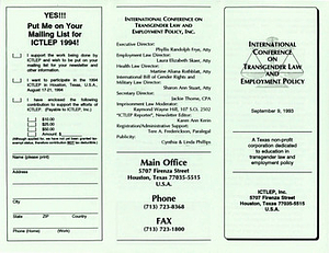 Brochure for International Conference on Transgender Law and Employment Policy (Sept. 9, 1993)