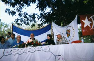John Joseph Moakley, James P. McGovern, and Ambassador Anne W. Patterson in El Salvador, 1997