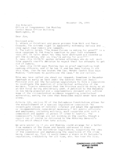 Letter to James P. McGovern from Martha Doggett regarding articles she enclosed on the Jesuit case, 28 November 1991