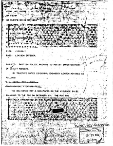 Memorandum regarding British involvement in investigation of Jesuit murders and reaction to the questioning of the witness to the murders, 23 December 1989