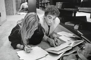 Students studying at O'Neill Library for finals