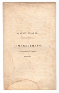 Amherst College Commencement program, 1840 August 26
