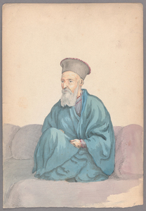 Henry John Van Lennep watercolor painting of seated man in blue robe
